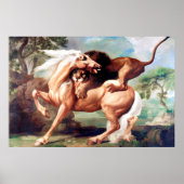 Poster Un Lion Attaquant Un Cheval Peint-17620 (Devant)
