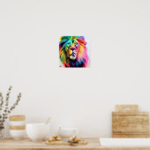 Poster Un Lion Coloré Majestueux (Cuisine)