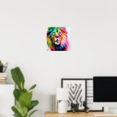 Poster Un Lion Coloré Majestueux (Bureau à domicile)