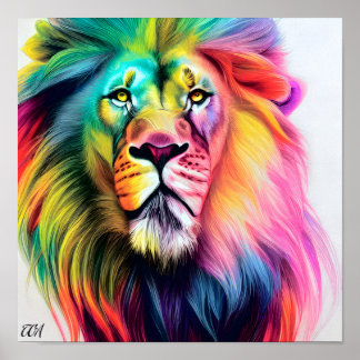 Poster Un Lion Coloré Majestueux