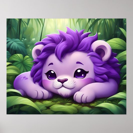 Poster Un Lion mauve dans la jungle (Devant)