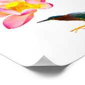 Poster Un lotus à l'eau et un héron (Coin)