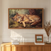 Poster Un loup dormant dans la forêt
