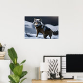 Poster Un loup solitaire à la chasse (Bureau à domicile)