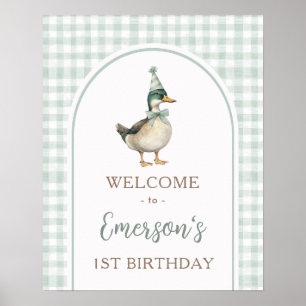 Poster Un Lucky Duck Green En vichy 1er anniversaire Bien