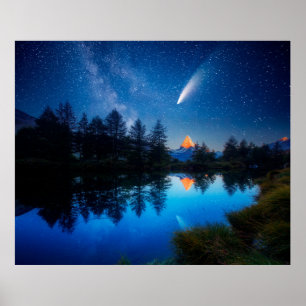 Poster Un magnifique ciel étoilé au-dessus de la flèche d