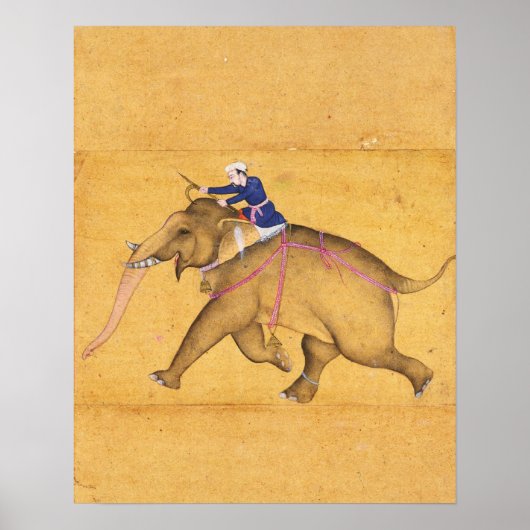 Poster Un Mahout chevauchant un éléphant, de la Grande Vi (Devant)