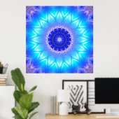 Poster un mandala cyan pour chakra à la gorge (communicat (Bureau à domicile)