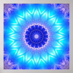 Poster un mandala cyan pour chakra à la gorge (communicat