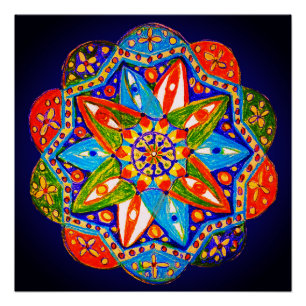 Poster Un mandala vibrant