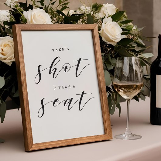 Poster Un Mariage moderne prend une photo et prend un siè