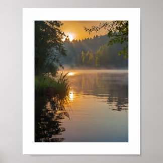 Poster Un matin brumeux sur un lac tranquille