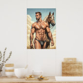 Poster Un mec très chaud avec un cheval (Cuisine)