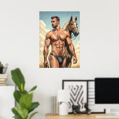 Poster Un mec très chaud avec un cheval (Bureau à domicile)