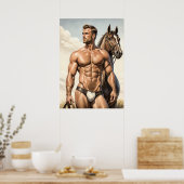 Poster Un mec très chaud avec un cheval (Cuisine)
