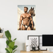 Poster Un mec très chaud avec un cheval (Bureau à domicile)