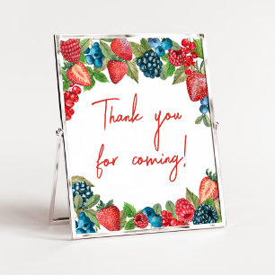 Poster Un Merci de Baby shower doux Berry pour venir