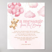 Poster Un message de l'ours en peluche rose bump (Devant)