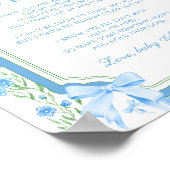 Poster Un Message Du Baby shower Floral Bleu Bump (Coin)