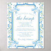 Poster Un Message Du Baby shower Floral Bleu Bump (Devant)