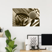Poster Un microphone et un casque (Bureau à domicile)