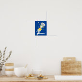 Poster Un mignon robot volant dans l'espace dessin animé (Cuisine)