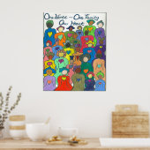 Poster Un monde, une famille, un coeur multiculturel (Cuisine)