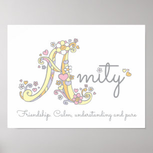 Poster Un monogramme art Amity Girls nom signifiant affic
