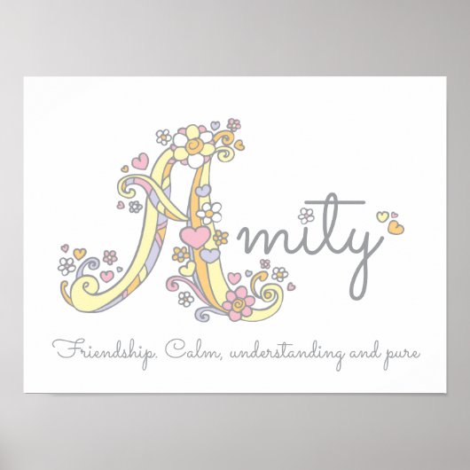 Poster Un monogramme art Amity Girls nom signifiant affic (Devant)