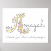 Poster Un monogramme d'art Les filles Amayah nom signifia (Devant)