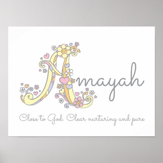 Poster Un monogramme d'art Les filles Amayah nom signifia (Devant)