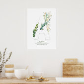 Poster Un monogramme de lettre en or feuillage chic (Cuisine)