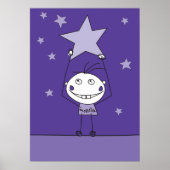 Poster un monstre heureux pourpre attrape une étoile en c (Devant)