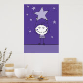 Poster un monstre heureux pourpre attrape une étoile en c (Cuisine)