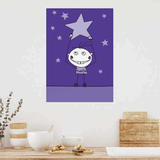 Poster un monstre heureux pourpre attrape une étoile en c (Cuisine)