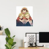 Poster Un morceau Luffy Zoro et Sanji (Bureau à domicile)