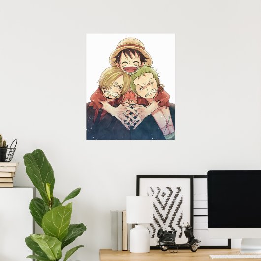 Poster Un morceau Luffy Zoro et Sanji (Bureau à domicile)