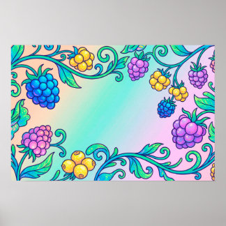 Poster Un motif de baies psychédéliques vibrant