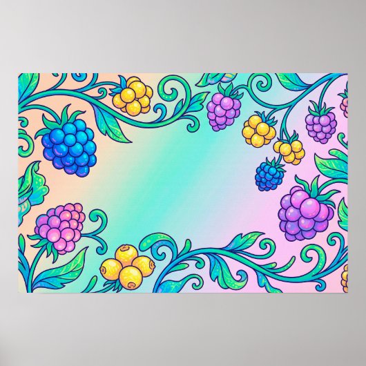 Poster Un motif de baies psychédéliques vibrant (Devant)