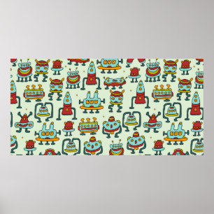 Poster Un motif de robots - aliens. illustration.