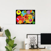 Poster Un Motif doux et féminin (Bureau à domicile)