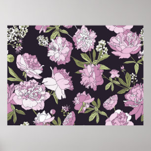 Poster Un motif floral sans parfum - un bouquet de pivoin