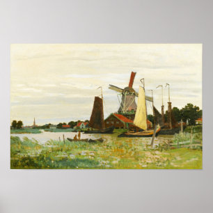 Poster Un moulin à vent à Zaandam Claude Monet
