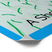 Poster Un mouton dans le pâturage Épaisse frontière bleue (Coin)