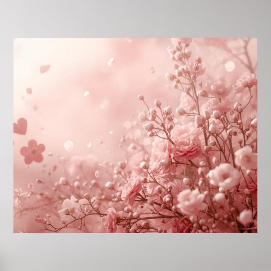 Poster Un Mur Esthétique de la Saint-Valentin Rose (Devant)