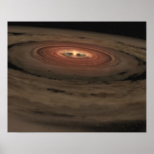 Poster Un nain marron entouré d'un disque tourbillon