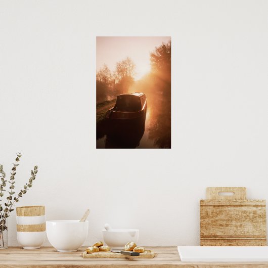 Poster Un Narrowboat sur l'affiche du canal d'Oxford. (Cuisine)