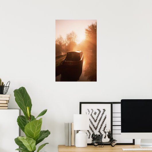 Poster Un Narrowboat sur l'affiche du canal d'Oxford. (Bureau à domicile)