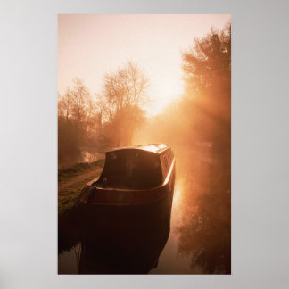 Poster Un Narrowboat sur l'affiche du canal d'Oxford.