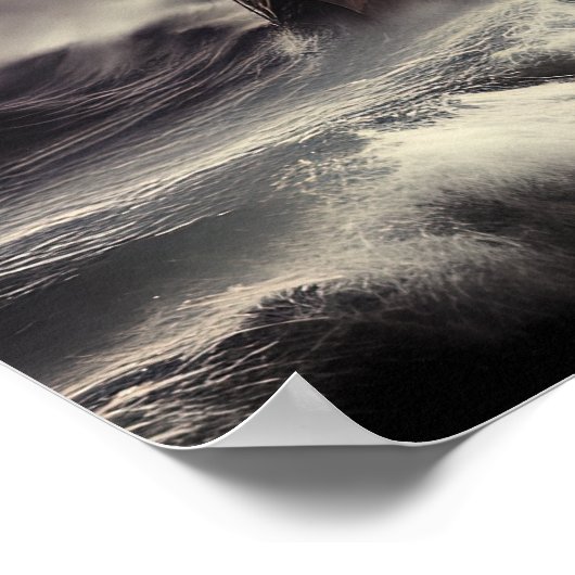 Poster Un navire dans une tempête à Wild Ocean (Coin)